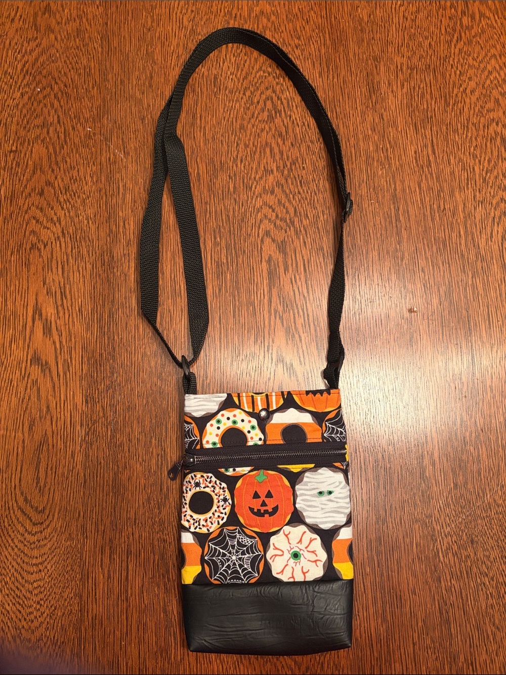 Halloween Spooky Donut Small Crossbody Bag | 6”x 9” Compact/Tiny Phone Purse